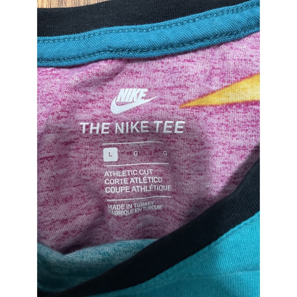 Nike Air T-Shirt Mens Large Retro Geometric Colorblock Long Sleeve Athletic Cut - Picture 2 of 11